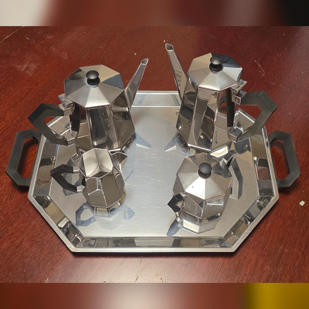Alessi Stainless Ottagonale Design Carlo Tea Set